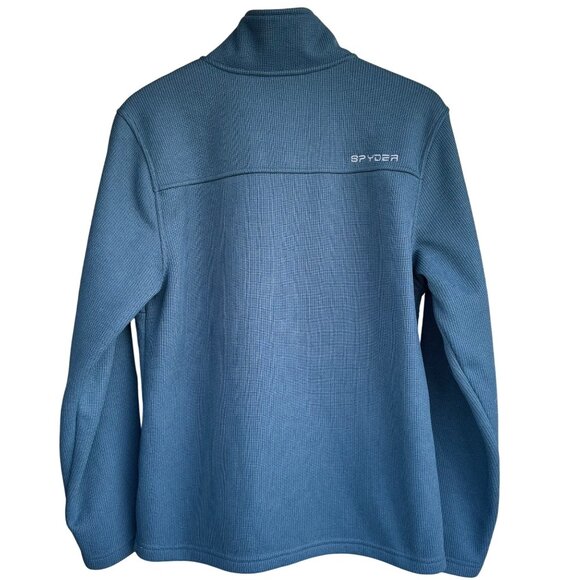 Spyder Mens Teal Blue Fleece Half-Zip Pullover Jacket M Warm Outerwear - Picture 5 of 14